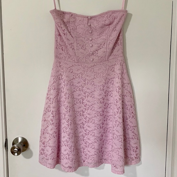 Garage Lilac Lace Dress w/ Button Detail - Picture 1 of 4